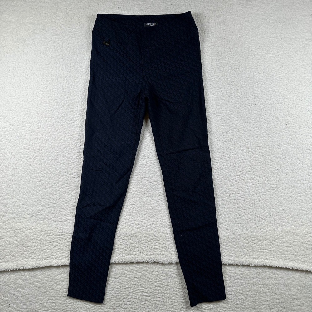 Lisette Montreal Tapered Pants Womens Pull On Geometric Textured Navy Blue Large